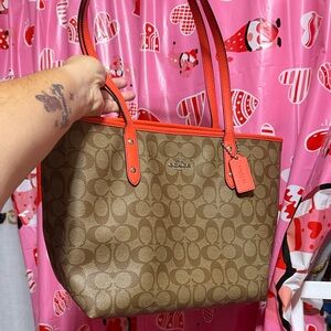 Coach City Tote Bag Tan & Orange
